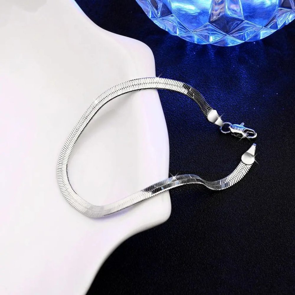 2pc Bundle 22 Inch Herringbone Necklace and Bracelet Combo, 925 Sterling Silver - Picture 8 of 9